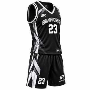 Conjunto de Uniforme de Baloncesto Sublimado Negro para Hombre, Transpirable, sin Mangas, Cuello en V, Jersey y Pantalones Cortos Deportivos - Product Image 3