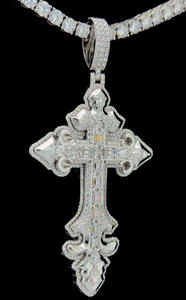 Hip Hop Jewelry Iced Out Custom <b>Mens</b> Pendant 925 Sterling Silver VVS Moissanite Baguette Diamond <b>Cross</b> Pendant - Product Image 2