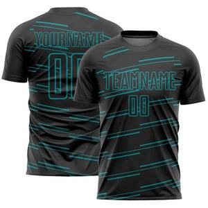 T-shirt de sport personnalisé pour homme, vert et noir, design abstrait, nom et numéro de l'équipe, maillot en polyester, ensemble de vêtements de sport - Product Image 3