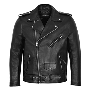 Custom 100% Genuine Cowhide Leather <b>Biker</b> <b>Jacket</b> Men’s BRANDO Rocker Motorcycle Leather <b>Jacket</b> Cross Zip OEM/ODM Manufacturer - Product Image 1
