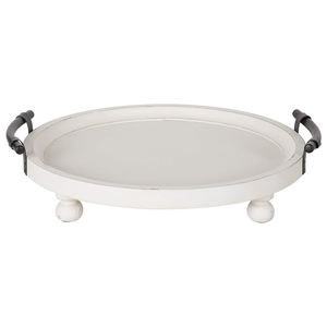 Bandeja de servicio de madera de mango versátil de alta calidad con asas y patas de metal para servir bebidas, cenas y decoración - Product Image 2