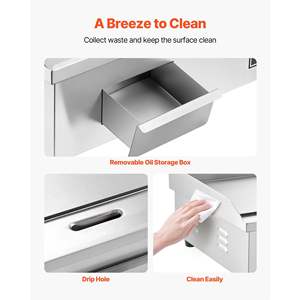 Plancha Eléctrica Comercial de 21.06 x 11.81 Pulgadas, 122-570 Grados Fahrenheit, Cuerpo de Acero Inoxidable, Control de Temperatura Ajustable, Plana Completa 2 - Product Image 6