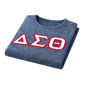 Camisa Premium de Mezclilla con Chenilla Delta Sigma Theta para Mujer, Ajuste Cómodo, Ropa de Alta Calidad para Hermandades Griegas, Uso Casual - Product Image 6