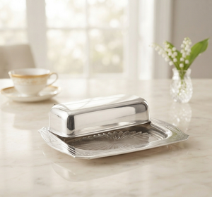 Stainless Steel Butter Dish With Flip <b>Top</b> Lid Rectangle Classic Design For Kitchen Tabletop <b>Shiny</b> Look - Product Image 1