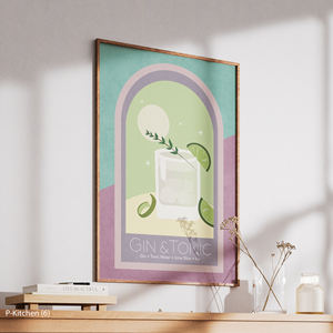 Decoración festiva para pared, ilustración de cóctel de gin y tónica, impresión artística moderna para pared de bar, decoración del hogar - Product Image 2