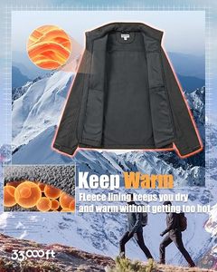 Deep Gray Men's Full Zip <b>Fleece</b> Jacket Stand Collar Polar Outerwear Lightweight Warm Casual Winter Coat - Product Image 4