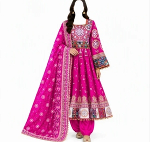 Servicio OEM: Vestidos Afganos Vintage de Cachemira de Alta Calidad para Mujer, con Encaje, Color Sólido, Ecológicos, Cintura Natural, MOQ Bajo de 20 Conjuntos - Product Image 5