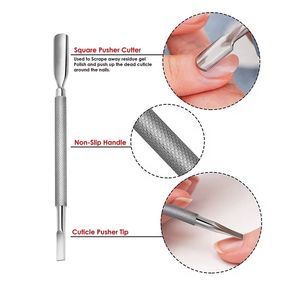 Dual-End Stainless Steel <b>Nail</b> Cuticle Pusher Tool for Manicure Reusable Double Head Design - Product Image 3