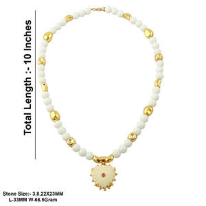 New Arrival Synthetic Ivory and CZ Charm White <b>Beads</b> <b>Necklace</b> Brass 18k Gold Plated Hand Carved Heart Pendant <b>Necklace</b> for Gift - Product Image 1