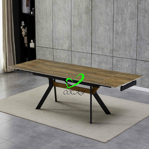 Robusto <span class=keywords><strong>tavolo</strong></span> da pranzo 6 posti 1 Set legno massello colore resina ceramica <span class=keywords><strong>200x100</strong></span> - Product Image 4