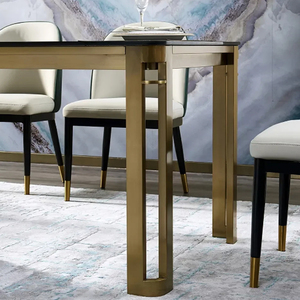 Rectanglur Dining Tables With <b>Marble</b> <b>Top</b> Luxury Dining Table 6 Seater Metal Dining Table With White <b>Marble</b> <b>Top</b> - Product Image 5