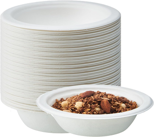 Bols à soupe en papier robustes, micro-ondables, en bagasse, assiettes et bols pour aliments chauds, bols jetables en canne à sucre naturelle pour desserts et collations - Product Image 2