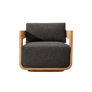 Modern Solid Wood Garden <b>Sofa</b> Chair Upholstered Outdoor Lounge Armchair Patio Leisure Seating Living Room <b>Waterproof</b> Cushion - Product Image 3