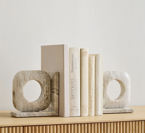 Handcrafted Marble Bookends Decorative Stone <b>Book</b> Holder Modern Geometric Bookends for Home Office Library Shelf Table <b>Decor</b> Set - Product Image 1