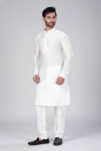 Ensemble Kurta Pajama pour homme Shahi Vastra en soie Dupion sans plis, blanc |   Vêtements de mariage ethniques indiens |   Taille 36-50 |   Vente en gros - Product Image 3