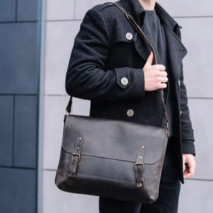 Maletín de Cuero Genuino Vintage, Multifuncional, con Bolsillos, Logotipo Personalizado, de Lujo, de Primera Calidad, para Portátil, para Hombre, Uso Diario - Product Image 1