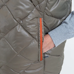 Chaleco Acolchado Color Oliva para Hombre, Cuello Mao, Cierre de Cremallera, Impermeable, Cortavientos, Ropa Casual de Invierno, Corte Regular - Product Image 3