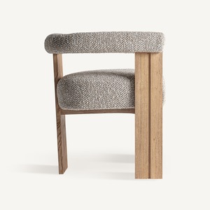 Silla de Comedor de Lujo con Tapizado Bouclé y Estructura de Madera Sólida, Sillón Moderno Nórdico Tapizado para Cafetería, Restaurante, Hotel y Hogar - Product Image 4