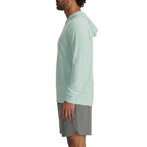 Sudadera de Punto con Capucha para Hombre, Color Verde Menta, Manga Larga, Corte Regular, Informal, para Verano, con Bolsillo, Diseño Transpirable - Product Image 3