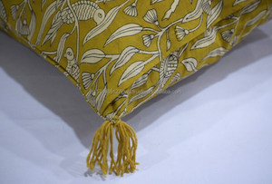 Juego de fundas de cojín con cremallera de estilo europeo bohemio de algodón, fundas de almohada decorativas impresas con bloque de mano, borlas para el hogar - Product Image 4