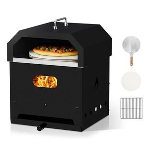 Ferro nero portatile a carbone quadrato forno per Pizza all'aperto Barbecue Grill porta maniglia per Barbecue cucina Patio terrazza campeggio - Product Image 1