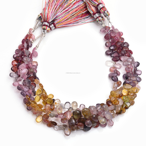 Perles de pierres précieuses naturelles multi-spinelles de qualité supérieure, en forme de poire, de 8 pouces, pour la fabrication de bijoux, bracelets et colliers faits à la main - Product Image 2