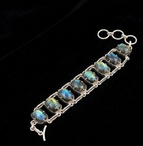 Labradorite Silver <b>Bracelet</b>, Natural Labradorite Gemstone <b>Bracelet</b>, Sterling Silver <b>Bracelet</b>, <b>Blue</b> Flash <b>Crystal</b> <b>Bracelet</b>, Boho - Product Image 2