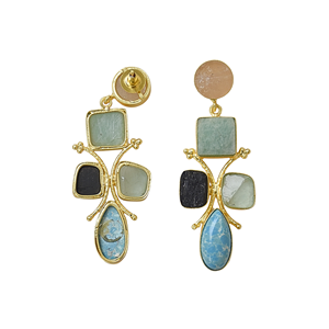 Pendientes Colgantes de Piedras de Cuarzo Multicolor, Clásicos y Modernos, Hechos a Mano y Chapados en Oro, para Mujer, Piedras Semipreciosas, Venta al Por Mayor - Product Image 5