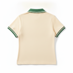 Camiseta Casual de Manga Corta con Cuello Redondo y Detalles a Rayas en los Puños, de Tela de Algodón Piqué Transpirable, con Ribete en Contraste Retro y Cierre de Media Cremallera para Hombre - Product Image 3