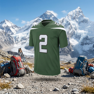 Maillot de football américain vert pour homme, col en V, manches courtes, anti-humidité, impression sublimée, numéro d'équipe 2, coupe classique - Product Image 5