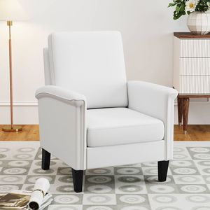 Fauteuil d'appoint Wingback style Farmhouse Boho, canapé simple avec pieds en bois massif, dossier haut et inclinaison manuelle - Product Image 1