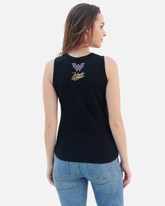 Débardeur noir sans manches pour femme avec imprimé coucher de soleil, vêtement décontracté 100 % coton tricoté respirant, design logo avant - Product Image 3