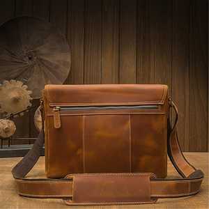 Sac fourre-tout vintage grande capacité pour usage quotidien et voyage, sacoche d'affaires en cuir véritable pour ordinateur portable 14 pouces pour hommes LLB-0344 - Product Image 4