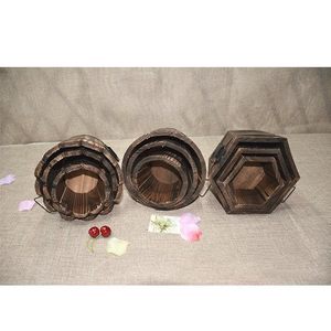 Pot de fleurs rustique en bois de style seau pour la décoration de la maison, du jardin et du balcon - Product Image 4