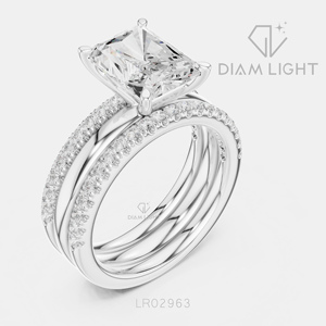 Bague de fiançailles en or blanc 14 carats avec diamant de laboratoire taille radiant de 3,43 carats, couleur F+, clarté VS+, certifié IGI, idéale pour un cadeau - Product Image 2