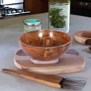Bol en bois fait main, design minimaliste, artisanat en bois naturel, bol de service pour aliments, artisanat non traité - Product Image 5