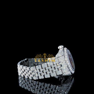 Montre pour homme VVS Moissanite Diamond Quartz Sport Coin Business Fashion 41 mm plaquée or en acier inoxydable, cadeau entièrement serti, anniversaire - Product Image 2