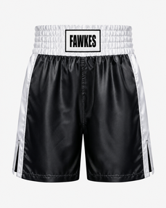 Shorts de boxe Fawkes 100% coton respirant à rayures noires et blanches, taille élastique, unisexe, vêtements de sport pour adultes, prix de gros, pas cher - Product Image 1