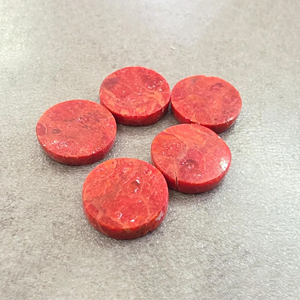 Coral Rojo Natural en Forma de Moneda, Cabujón Redondo, Parte Posterior Plana, Calibrado, Pulido, 5mm, Gema Suelta de Rajastán - Product Image 3