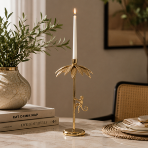 Premium <b>Brass</b> Candle <b>Holder</b> Stand, Leaf Design Taper <b>Candlestick</b> for Home Decor, Wedding Table Centerpiece, Decorative Gift - Product Image 2