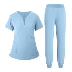 Ensemble de blouses et pantalons larges en tissu de coton tissé de qualité supérieure pour femmes, uniforme d'infirmière d'hôpital personnalisé - Product Image 1
