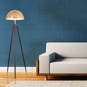 Lámpara de Pie Moderna con Trípode, Lámpara de Pie Dorada con Domo, Lámpara de Pie Metálica Contemporánea, Lámpara Decorativa de Lujo para Sala de Estar, Dormitorio, Hotel - Product Image 3