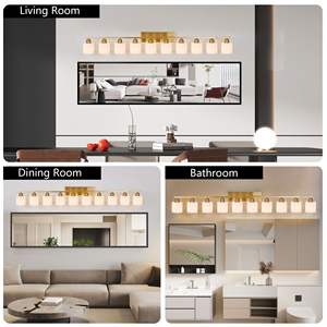 Modern 65-inch Gold <b>Bathroom</b> Vanity <b>Light</b> Milky White Glass Shade Wall Lamp Sconces for <b>Mirror</b> for Bedroom Living Room Hallway - Product Image 5