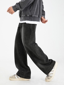 กางเกงยีนส์แฟชั่นทรงดินสอสำหรับผู้ชาย สไตล์วินเทจ ล้างสีแบบ Monkey Wash พร้อมป้ายหนัง ทรงเข้ารูปแบบลำลอง - Product Image 3