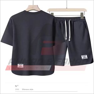 Conjunto de Dos Piezas de Verano para Hombre, Camiseta de Manga Corta 100% Seda, Transpirable, Informal, Holgada, con Pantalones Cortos a la Moda - Product Image 3