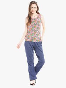 Camiseta sin mangas de algodón con estampado floral para mujer, cuello redondo, estilo casual, tejido transpirable, longitud regular - Product Image 1