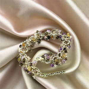 Pulsera de Boda de Lujo para Mujer con Cuentas Plateadas y Cristales Multicolores - Product Image 4