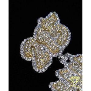 <b>Custom</b> Double <b>Name</b> Pendant With Date Moissanite Diamond 925 Sterling Silver Gold Plated Iced Out Hip Hop <b>Necklace</b> Personalized - Product Image 6