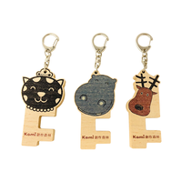 Kami Zoo Porte-clés en bois durable et portable, breloque animaux, support de téléphone pour décoration