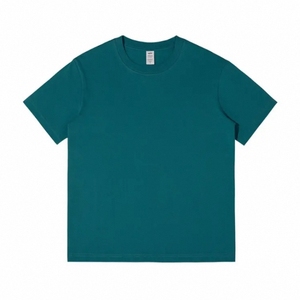 T-shirt décontracté classique noir uni pour homme, manches courtes, col rond, coupe régulière, 100 % coton jersey tricoté, teint uni - Product Image 6